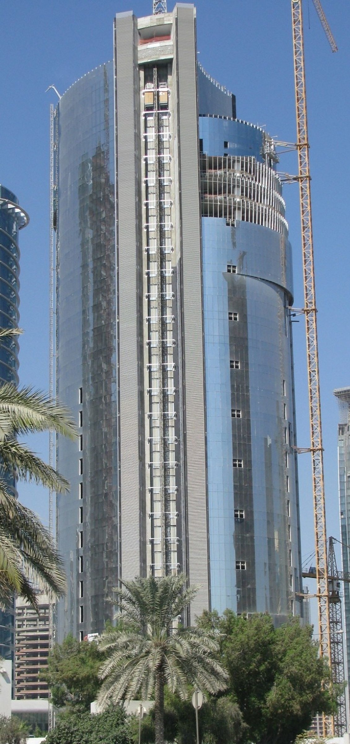 Completed high-rise façade built with the UCS curtain wall system